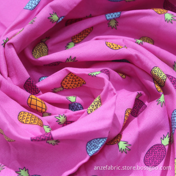 60% Cotton 40% Rayon Poplin Pineapple printed fabric